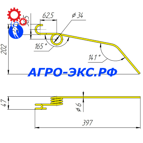 Зуб пружинный на штригельную борону БПШ 10.12.00