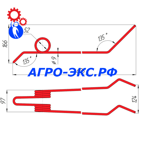 Зуб пружинный на сеялку TD-600 (2)