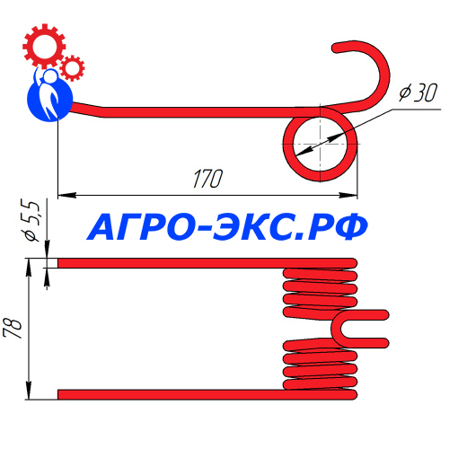 Зуб пружинный на пресс-подборщик 12R001 (2)